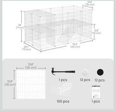 SONGMICS 36 Panels Pet Playpen Small Animal Rabbit Guinea Pig Cage - White