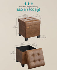 SONGMICS 15" Storage Cube Ottoman with Legs - Coffee Brown