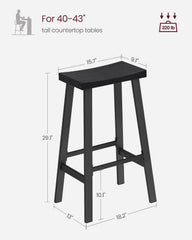 VASAGLE 29" Counter Height Stools Bar Chairs w/ Footrest Set of 2 - Black