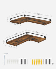 VASAGLE Corner Shelf Wall Mount Floating Shelves Set of 2 - Brown