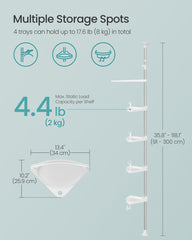 SONGMICS Corner Shower Caddy Tension Pole 4-Tier Rust-Resistant Organizer - White