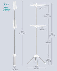 SONGMICS 2-Tier Clothes Drying Rack Folding Laundry w/ 6 Rotatable Arms - White