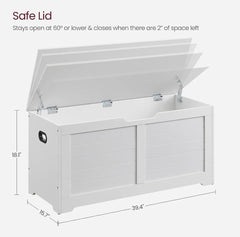 VASAGLE Chest Storage Bench with 2 Safety Hinges Farmhouse Style - White