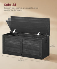 VASAGLE Chest Storage Bench with 2 Safety Hinges Farmhouse Style - Charcoal Gray