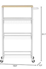 VASAGLE Slim Storage Cart 4 Tier Rolling Kitchen Shelving on Wheels Mobile Narrow Cart - White