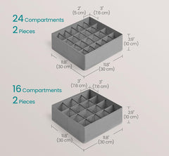 SONGMICS Drawer Closet Organizers for Storing Socks Ties Belts Set of 4 - Dove Gray