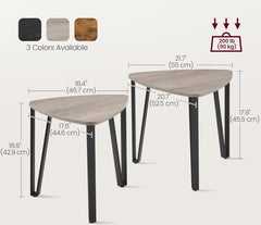 VASAGLE Nesting Triangle End Tables Industrial Accent Stacking Side Tables w/ Metal Frame Set of 2 - Heather Greige / Black