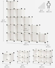 SONGMICS Cube Storage Organizer Closet Organizers Set of 16 Plastic Cubes - Cream White