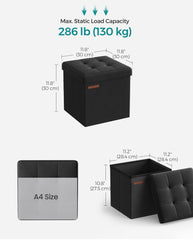 SONGMICS 11.8" Storage Foldable Small Ottoman Foot Rest - Black