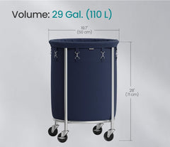 SONGMICS 29-Gallon (110 L) Laundry Basket w/ Wheels - Navy