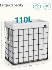 SONGMICS 29 Gal (110L) Laundry Basket Collapsible Clothes Hamper - Cream White