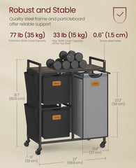 VASAGLE 26.4 Gal. (100 L) Laundry Hamper w/ 3 Compartments Laundry Sorter Shelves *** No Wheels***