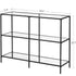 VASAGLE 39.4"Console Table w/ 3 Shelves Modern Entryway Table Metal Frame w/ Tempered Glass - Black