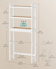 SONGMICS Over The Toilet Storage 3-Tier Over Toilet Bathroom Organizer w/ Adjustable Shelf - Beige / White