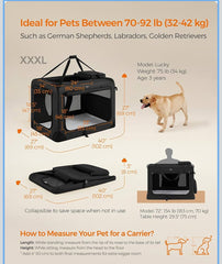 Feandrea 40" Collapsible Soft Dog Crate Portable Travel Dog Crate for Indoor Outdoor Use - Black