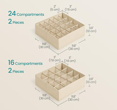 SONGMICS Drawer Closet Organizers Storing Socks Ties Belts Set of 4 - Sand Beige