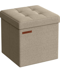 SONGMICS 15" Storage Foldable Small Ottoman Foot Rest - Camel Brown