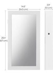 SONGMICS 26.4" Lockable Jewelry Cabinet Armoire w/ Mirror Wall-Mounted - White