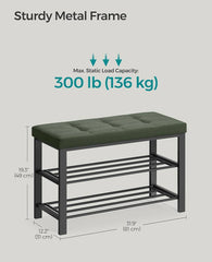 SONGMICS Shoe Storage Entryway Bench w/ Cushion - Green