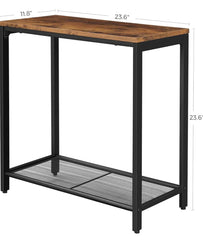 VASAGLE Side Narrow Small End Table w/ Mesh Shelf - Brown