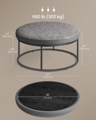 SONGMICS Ottoman Round Coffee Table Footstool w/ Reversible Top Padded Seat - Dove Gray