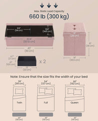 SONGMICS 43" Fleece Ottoman Bench Storage Chest w/ Trays - Pink