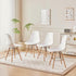 Mid-Century Set of 4 Plastic Dinning Decor Lounge Chairs w/ Beech Wood Legs - White