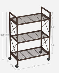 SONGMICS 3-Tier Metal Storage Rack w/ Wheels Mesh Shelving Unit - Bronze