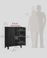 VASAGLE Floor Storage Cabinet Freestanding Unit w/ 2 Adjustable Shelves - Black