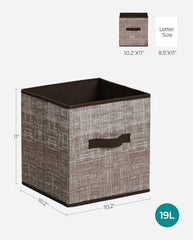 SONGMICS 11" Storage Cubes Non-Woven Fabric Bins w/ Double Handles Set of 6 - Walnut