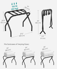 SONGMICS Luggage Rack Suitcase Stands Foldable Steel Frame Set of 2 - Black