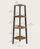 VASAGLE Corner Shelf Stand 4-Tier Bookshelf Industrial Ladder Shelf - Brown
