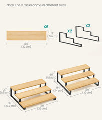 SONGMICS3-Tier Display Risers Perfume Organizer Stand Cupcake Set of 2 - Natural