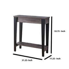 Coastal Cottage Console Table Wooden Entryway Table w/ Shelf - Black / Gray