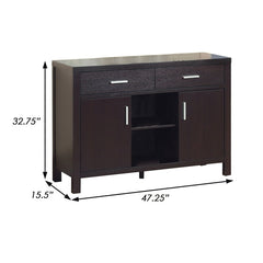 47" W Sideboard Storage Modern Dining Server Cupboard Buffet Table w/ Two Cabinets - Red Cocoa Finish