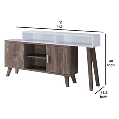 FC Design 2 Tier Console Table w/ 4 Compartments and Cabinets - White / Brown