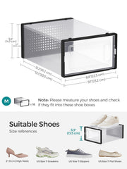 SONGMICS Shoe Storage Organizers Stackable Clear Plastic Boxes Set of 17 - Black