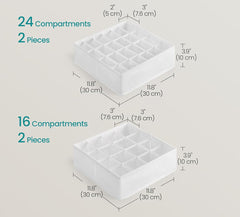SONGMICS Drawer Closet Organizers Storing Socks Ties Belts Set of 4 - White