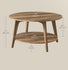 VASAGLE Round Coffee Table 2-Tier Center Table w/ Storage Tapered Legs - Honey Brown