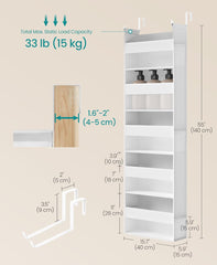 SONGMICS Over The Door Hanging Organizer 5-Tier Fabric Storage - White