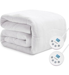 Heated Electric Mattress Pad w/ Dual Controllers & Fast Heating Soft Quilted Topper - Queen