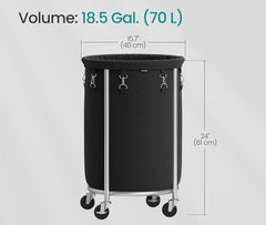 SONGMICS 18.5-Gallon (70 L) Laundry Basket with Wheels - Black