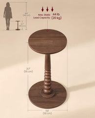 VASAGLE Round Side End Accent Table - Chestnut