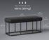 VASAGLE Storage Entryway Ottoman Bench Synthetic Leather Mid-Century Modern w/ Steel Frame - Black