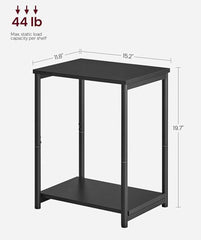 VASAGLE Side Tables Small End Table Nightstand Set of 2 - Black