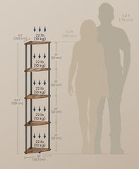 SONGMICS Corner 5-Tier Corner Standing Shelf - Brown