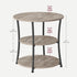 VASAGLE 21.7" Round Side Table 3-Tier End Nightstand w/ Steel Frame - Greige