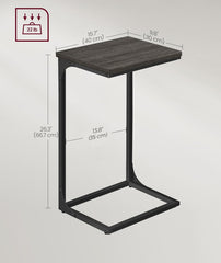 VASAGLE C-Shaped End Side Table with Metal Frame Set of 2 - Ebonized Oak