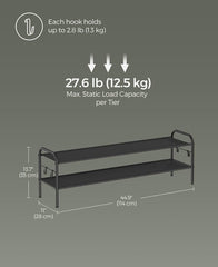 SONGMICS Shoe Rack 2-Tier Organizer Fabric Shoe Shelf Storage - Black