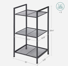 SONGMICS 3-Tier Storage Rack Bathroom Shelf Extendable Plant Stand w/ Adjustable Shelf - Black
